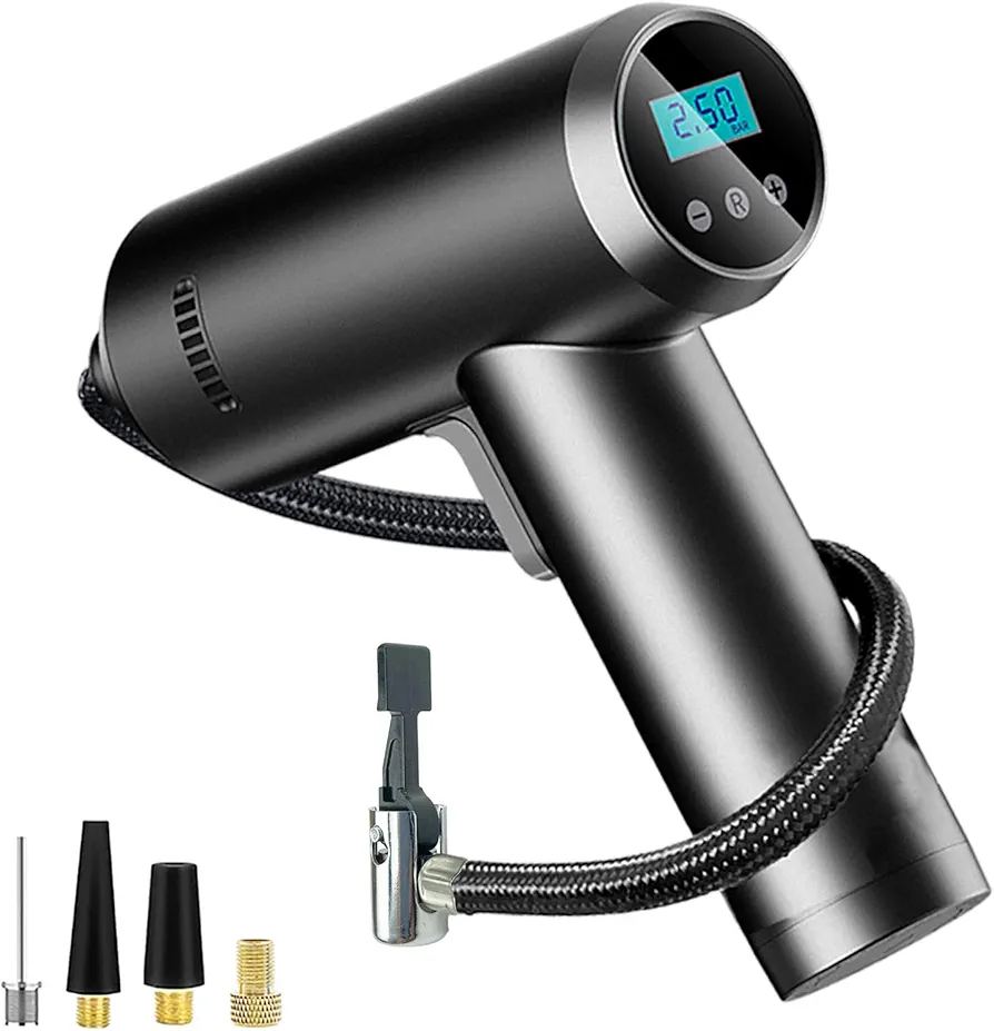 Cordless Air Compressor, 150 PSI Cordless Portable Tire Inflator with LED Light, Auto Shut-off for Car Tires, Rechargeable Air Compressor for Car, Bicycle, Balloons, Swim Ring, Air Mattress