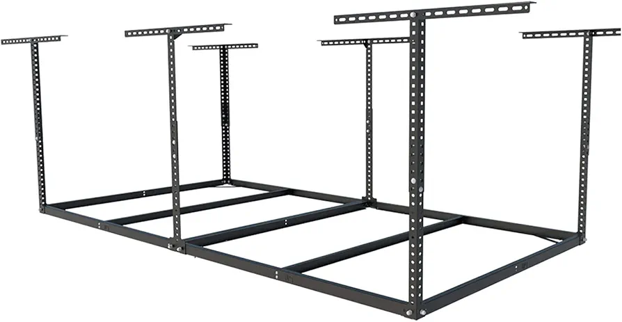 FLEXIMOUNTS 4x8 Overhead Garage Storage Rack without Decking,Garage Storage Organization System,Heavy Duty Metal Garage Ceiling Storage Racks,600lbs Weight Capacity,Black