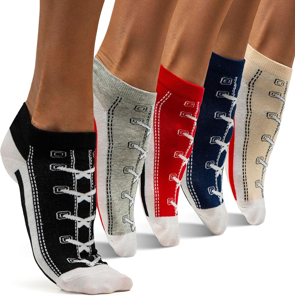 Unisex Low Cut Short Tube Socks | Set of 5 Colors | Thin Non-Slip Cotton Socks (US sizes 5-8) | Comfortable, Breathable, Durable