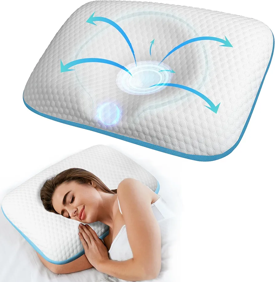 Cervical Neck Pillow for Sleeping Neck and Back Pain Relief - Side Sleeper Pillows for Adults - Orthopedic Pillow – Ideal for Back and Stomach Sleepers - Breathable, Washable Cover