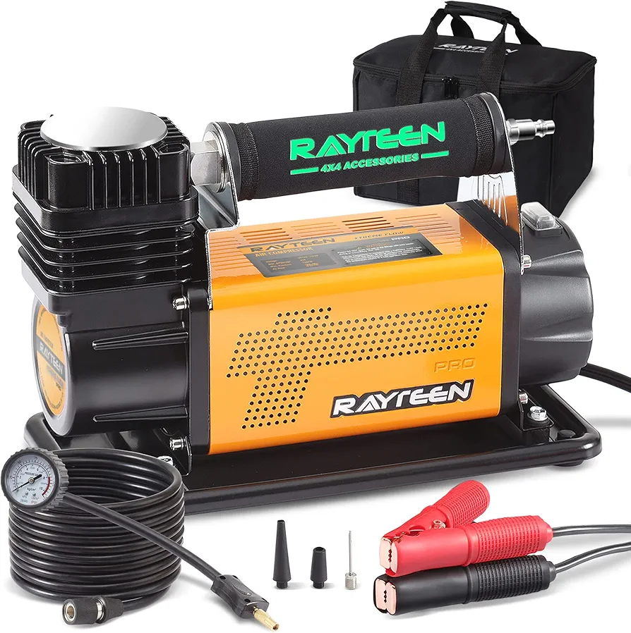 Xtreme Airflow Tire Inflator Portable Air Compressor, American Standard Air Outlet & Anti-Scald Reflective Protective Sleeve, Air Pump for Car Tires, 12Volt Offroad Air Compressor Heavy Duty