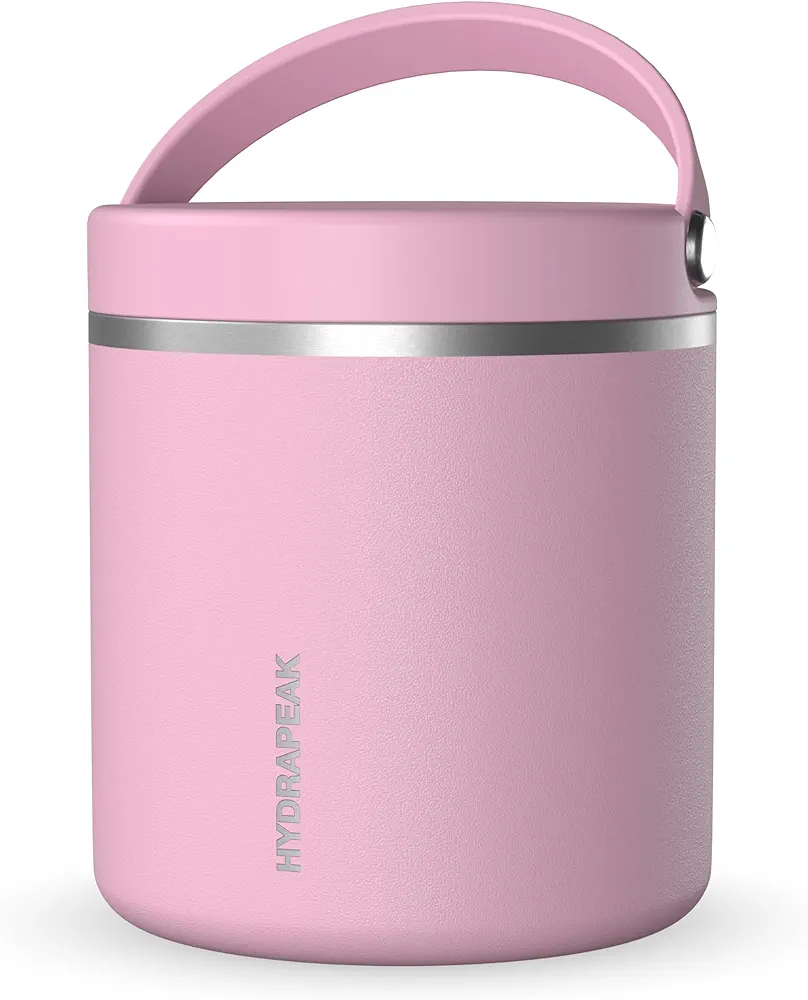 Hydrapeak 25oz Stainless Steel Vacuum Insulated Thermos Food Jar | Thermos for Hot Food and Cold Food, Wide Mouth Leak-Proof Soup Thermos for Adults, 10 Hours Hot and 16 Hours Cold (Cotton Pink)