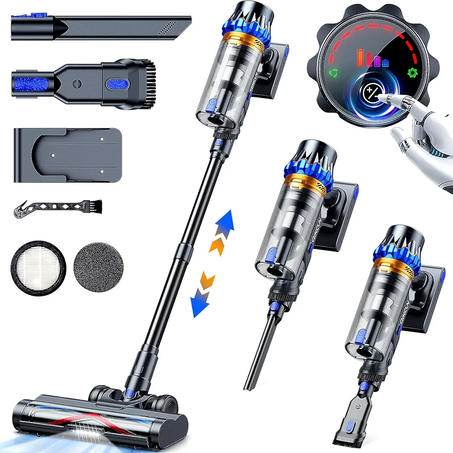 450W 45Kpa Cordless Vacuum Cleaner, Powerful Lightweight Stick Vacuum with LED Headlights & Brushless Motor & 45 Minutes Runtime, Household Vacuum Cleaners for Home Pet Hair Carpet Hardwood