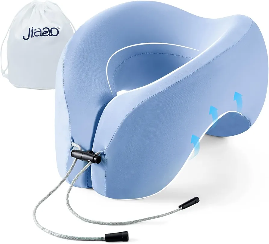 Travel Neck Pillow, U-Shaped Hump Napping Pillows, Adjustable Neck/Chin Support Pillow for Trains, Cars, Travelling and Home Use