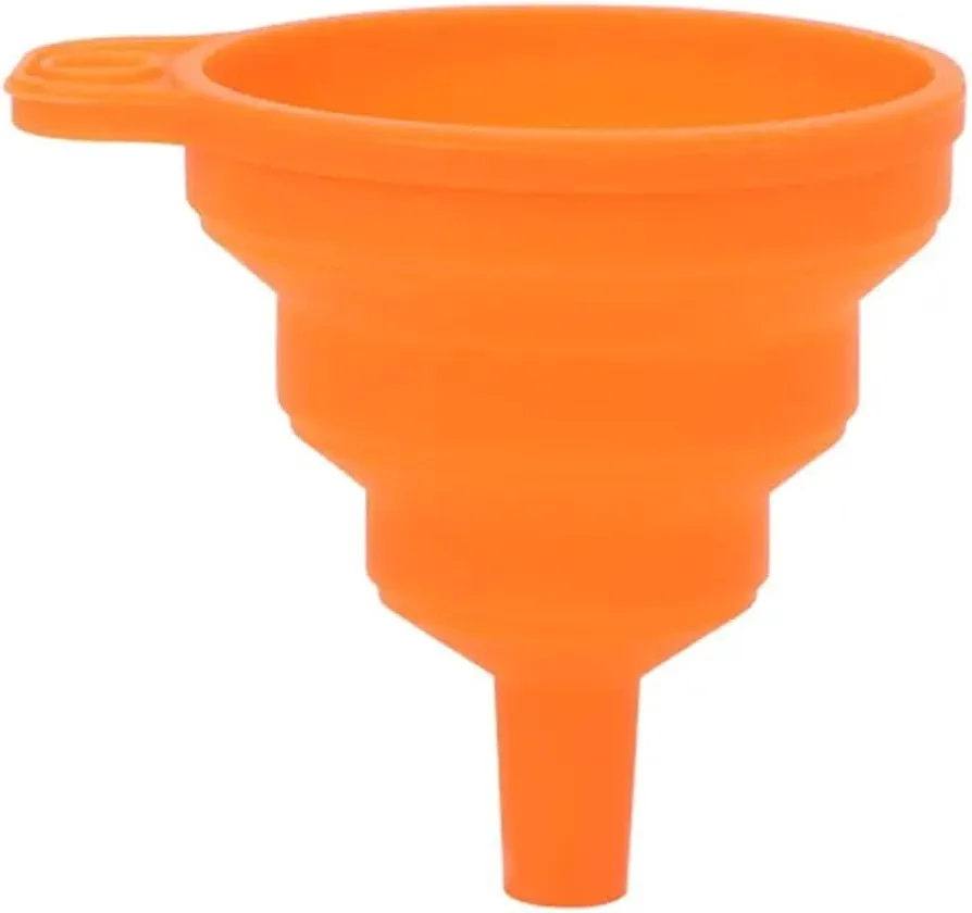 Silicone Collapsible Foldable Funnel Household Kitchen Cooking Tools Portable Wine Mini Portable Oil Pot Funnel(Orange,Medium)