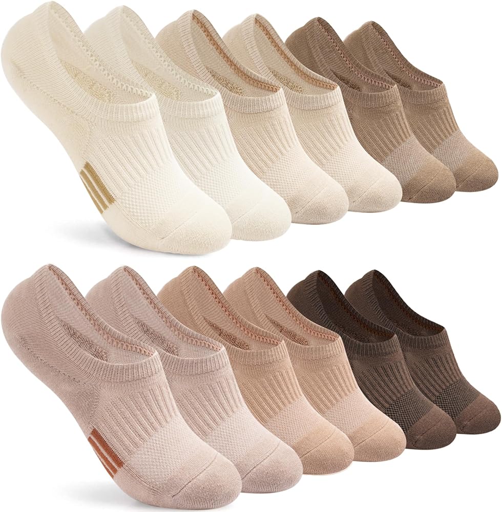Toes Home No Show Socks Womens Cushioned Low Cut Athletic Hidden Liner for Sneakers Ankle Invisible Running Socks 4/6 Pairs