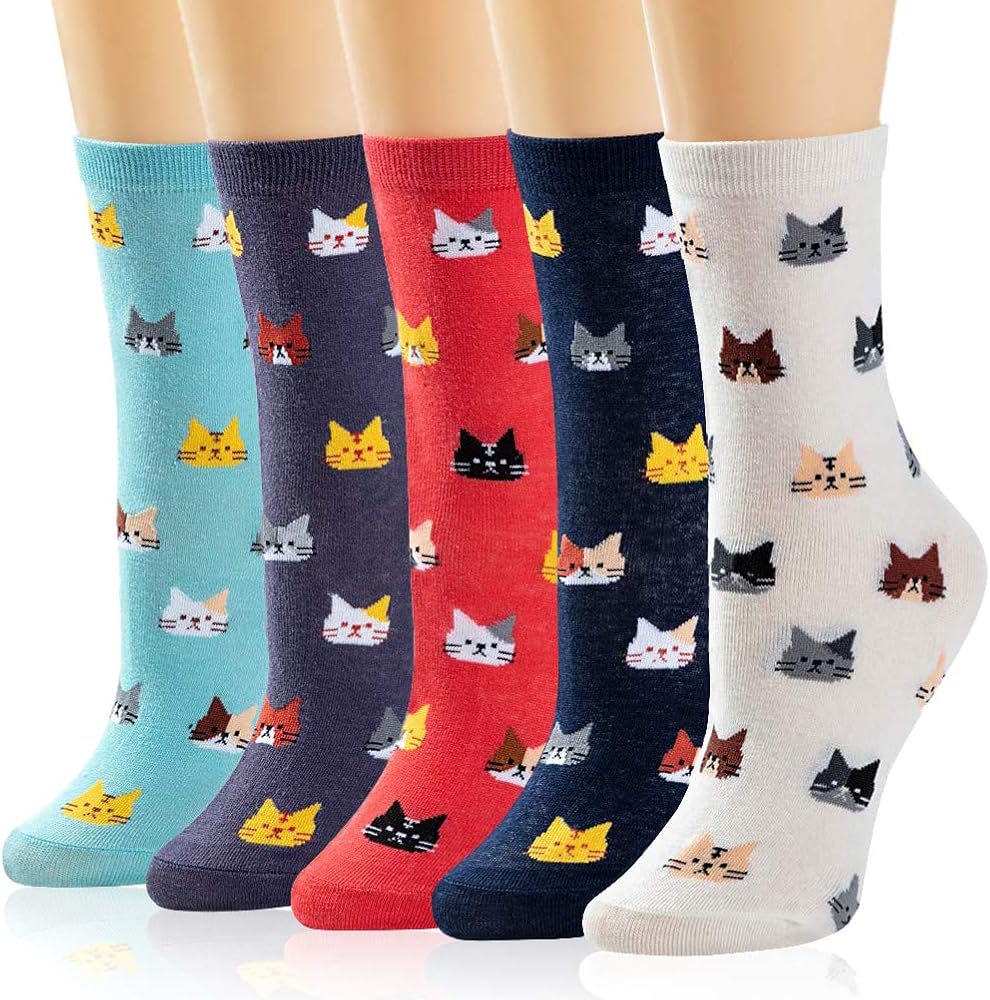IIG 3-6 Pairs Womens Cute Animal Patterned Funny Novelty Cotton Crew Socks