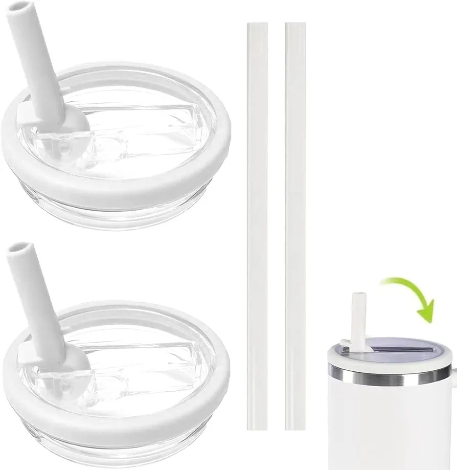 40 oz Replaceble Tumbler Flip Straw Lid Tumbler Flip Straw Lid Compatible with Stanley Cup 40oz Tumbler Reusable Tumbler Cover, Spill Proof Splash Resistant Tumbler Lids