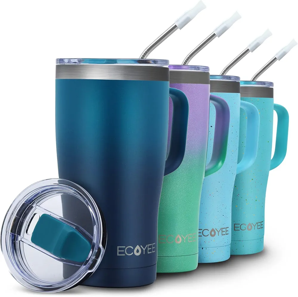 Coffee Travel Cup | Insulated Tumbler with Handle and Lid, Cup Holder Friendly, Dishwasher Safe, Stainless Steel, Insulated Coffee Mug with Lid and Handle (Blue,20oz)