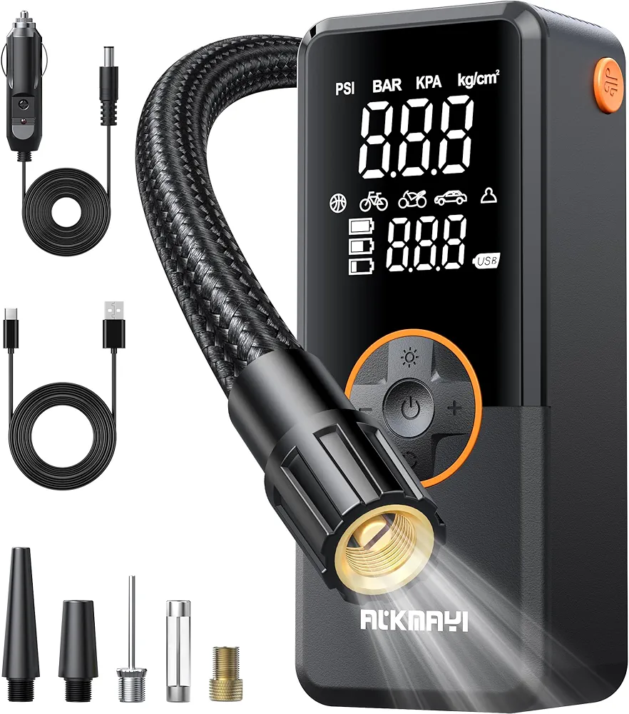 Tire Inflator Portable Air Compressor, 150PSI Air Pump for Car Tires, Cordless Air Compressor with Inflation and Deflation Modes, 12V DC Tire Pump for Car, Motorcycle, Bicycle, Balls, Car Accessories