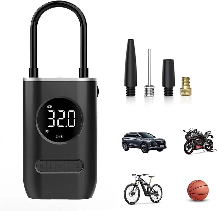 Tire Inflator Portable Air Compressor Faster Inflation 150PSI Cordless Air Pump with LED Lights for Car Tires/Motorcycle/Bike/Ball