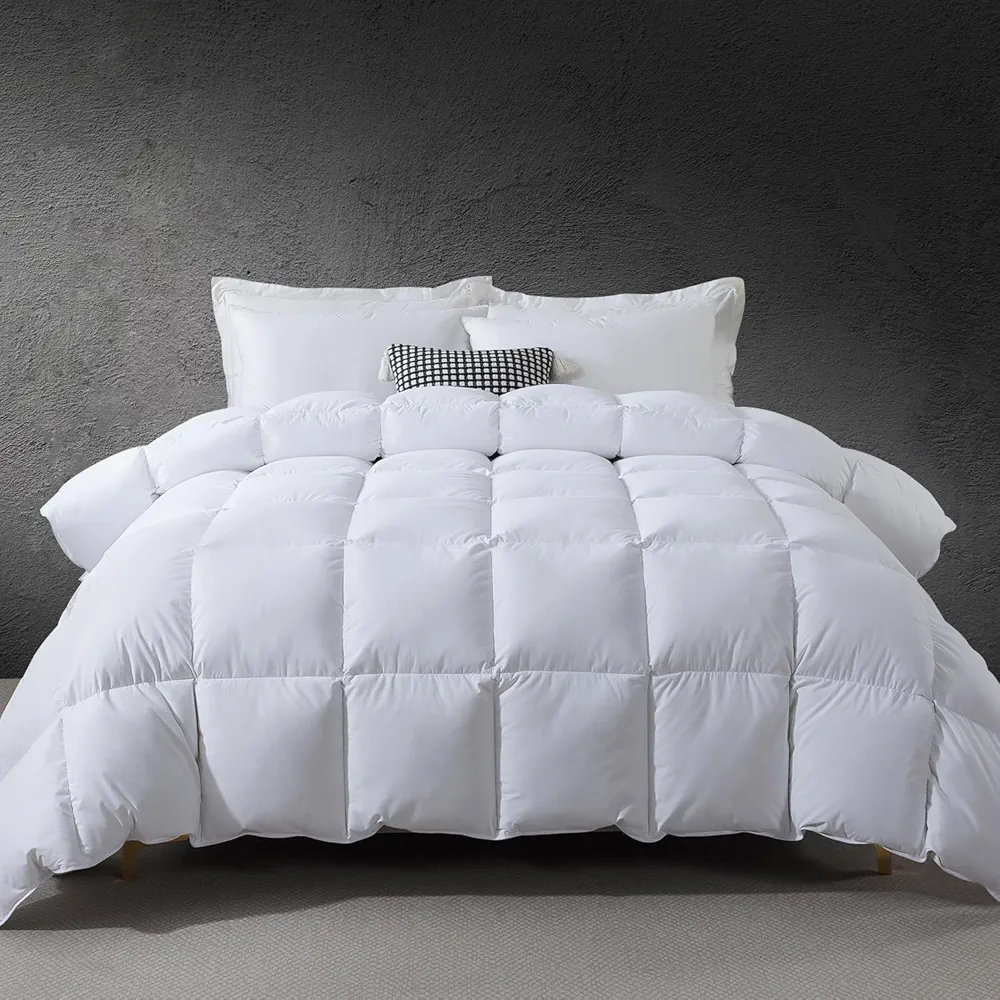 BedTreat Luxury Goose Down Comforter King Size,Premium Hotel collecton Duvet Insert for All Seasons with Ultra-Soft 100% Organic Cotton Cover and 8 Tabs,Fluffy and Medium Warmth(106"X90",White)