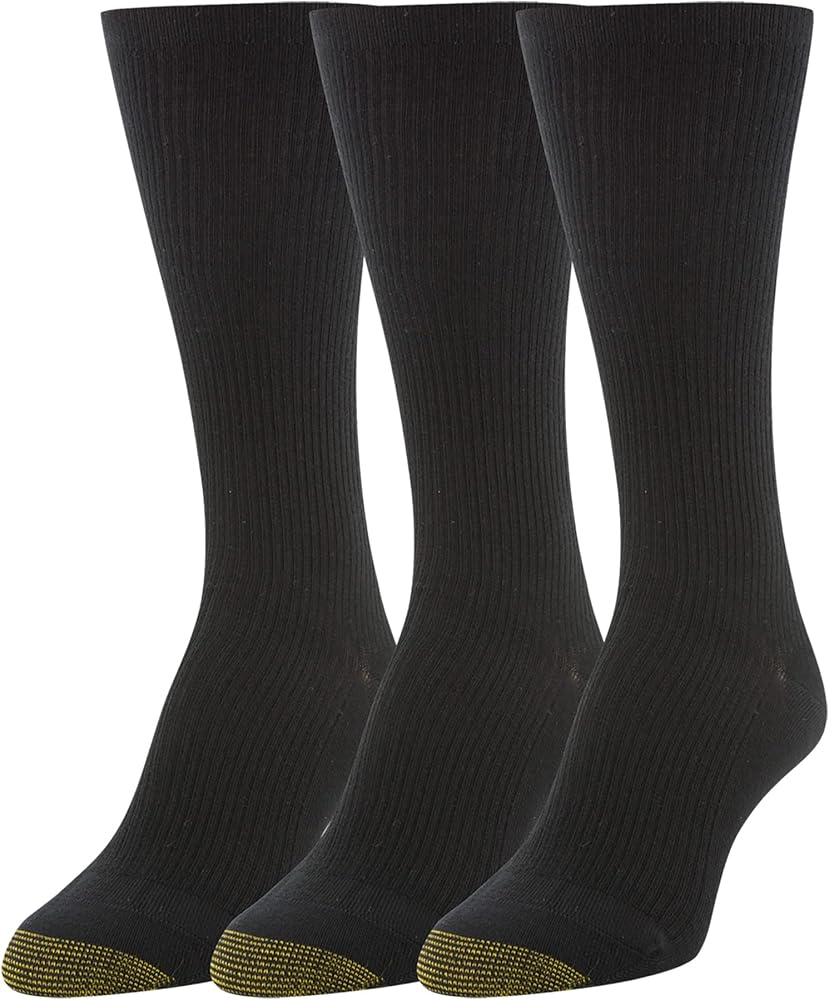 GOLDTOE Women's Non Binding Rib Crew Socks 3 Pack