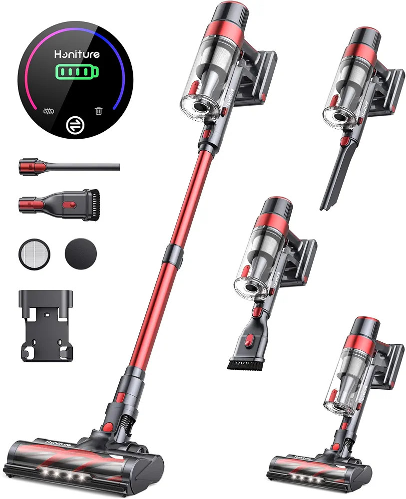 Cordless Vacuum Cleaner, 450W 38KPA Cordless Stick Vcauum with Touch Screen, Detachable Battery(Max 55min), Lightweight Powerful Vacuum Cleaner with 1.5L Cup for All Floors, Pet Hair (S13 Pro )