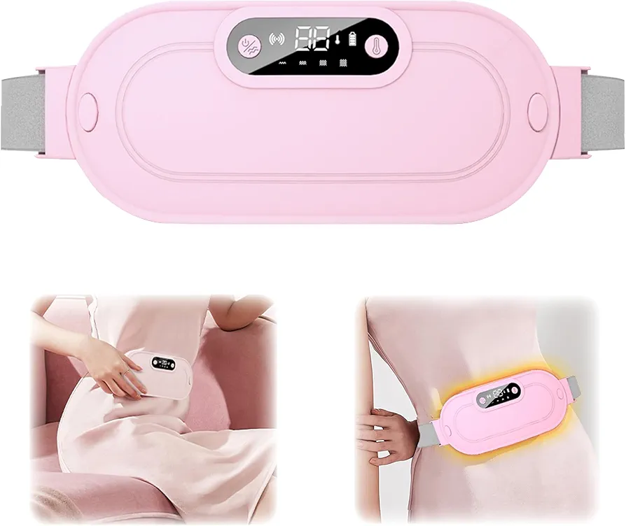 Heating Pad，Heating Pad for Period Cramps，Portable Heating Pad，A Period Simulator with Multiple Temperature Settings and Vibrations,Used to Relieve Menstrual Pain in Women. (Pink)