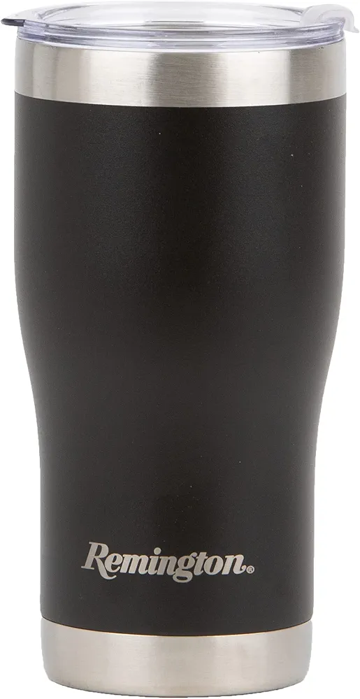Mammoth Remington Stainless Steel Tumbler, Double Wall Vacuum Insulated Tumbler with Flip-Top Lid, Great for On The Go, 20oz, Black