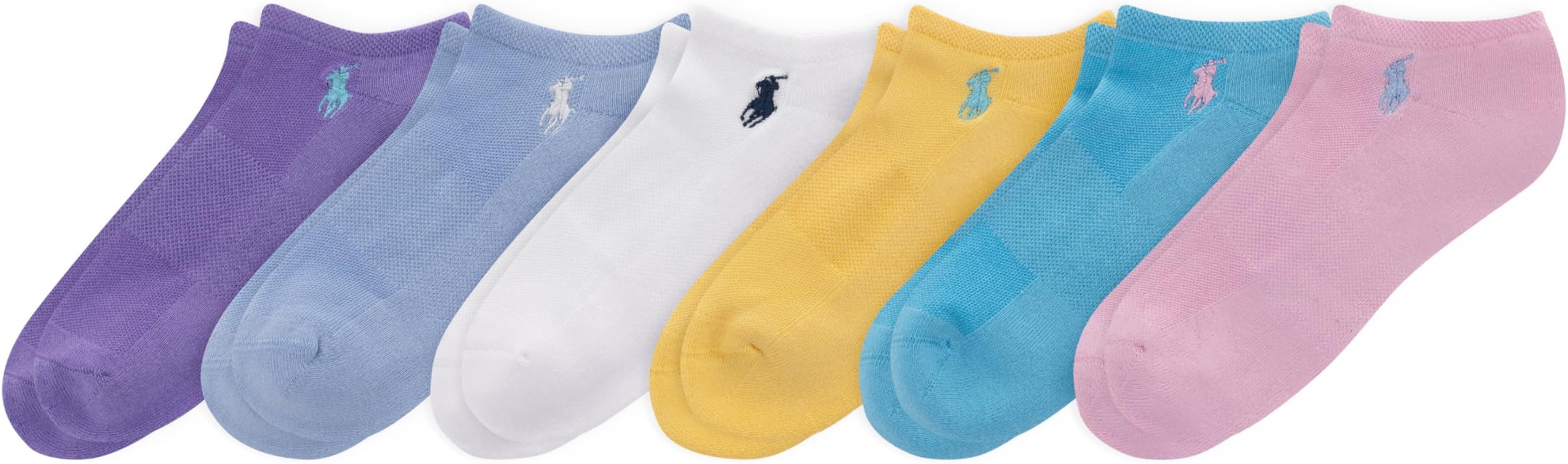 POLO RALPH LAUREN Women's Performance Cotton Low Cut Socks - 6 Pair Pack - Breathable Mesh & Sport Cushioning