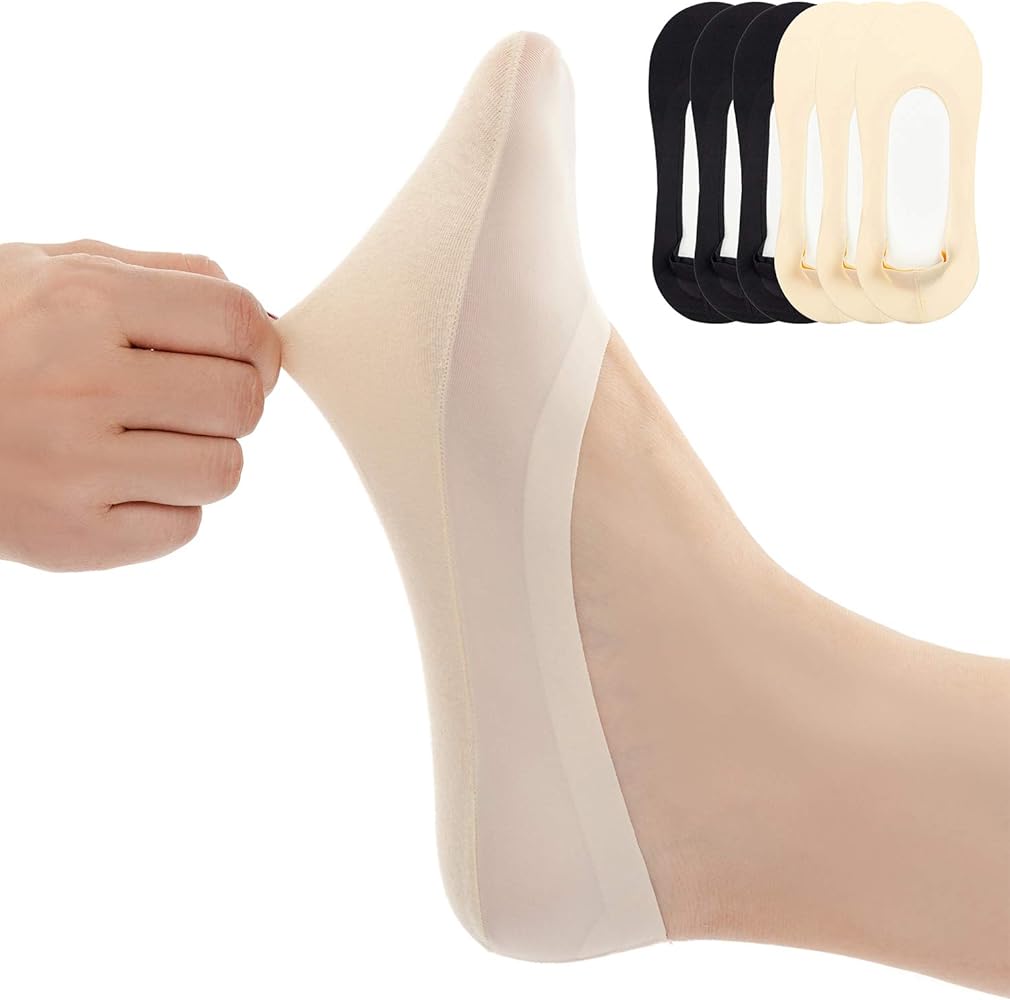 Womens No Show Thin Socks Cotton Nylon Low Cut Liner Non Slip hidden Invisible Socks for Flats Sneaker 4-6 pack