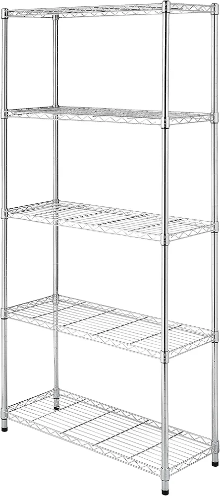 Whitmor 5-Wire Shelving Unit, Metal Storage Shelves, Durable Heavy Duty Shelf, Easy Assembly for Pantry, Kitchen, Garage, Plant 36"L x 14"W x 72"H