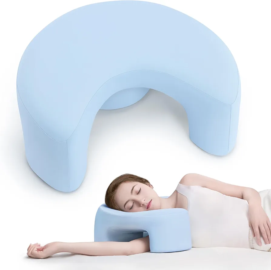 AM AEROMAX Side Sleeping Pillow with Arm Holes - Ergonomic Memory Foam Pillow for Cervical, Neck, Shoulder & Rotator Cuff Pain Relief - Ideal for Side Sleepers.(Blue)