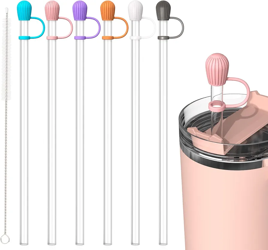 Straw Cover Cap Replacement Straws for Stanley 40oz 30oz 20oz 14oz Tumbler, Yoelike Reusable Clear Straws Leak Proof Straws Topper Accessories for Stanley Mug Cup