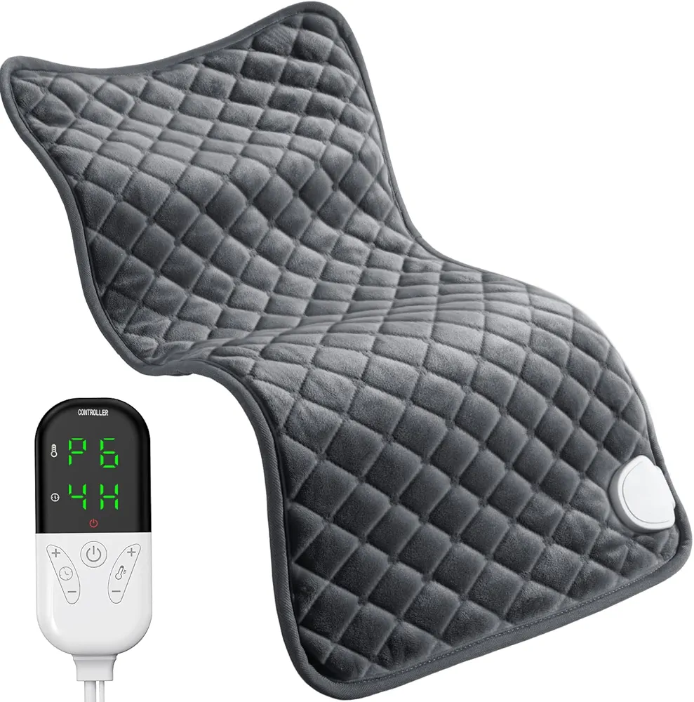 Heating Pad for Back Pain & Cramps Relief, Electric Heating Pad, Temperature Settings,Auto Shut Off Heat Pad, Machine Washable, Gray,12"x24"