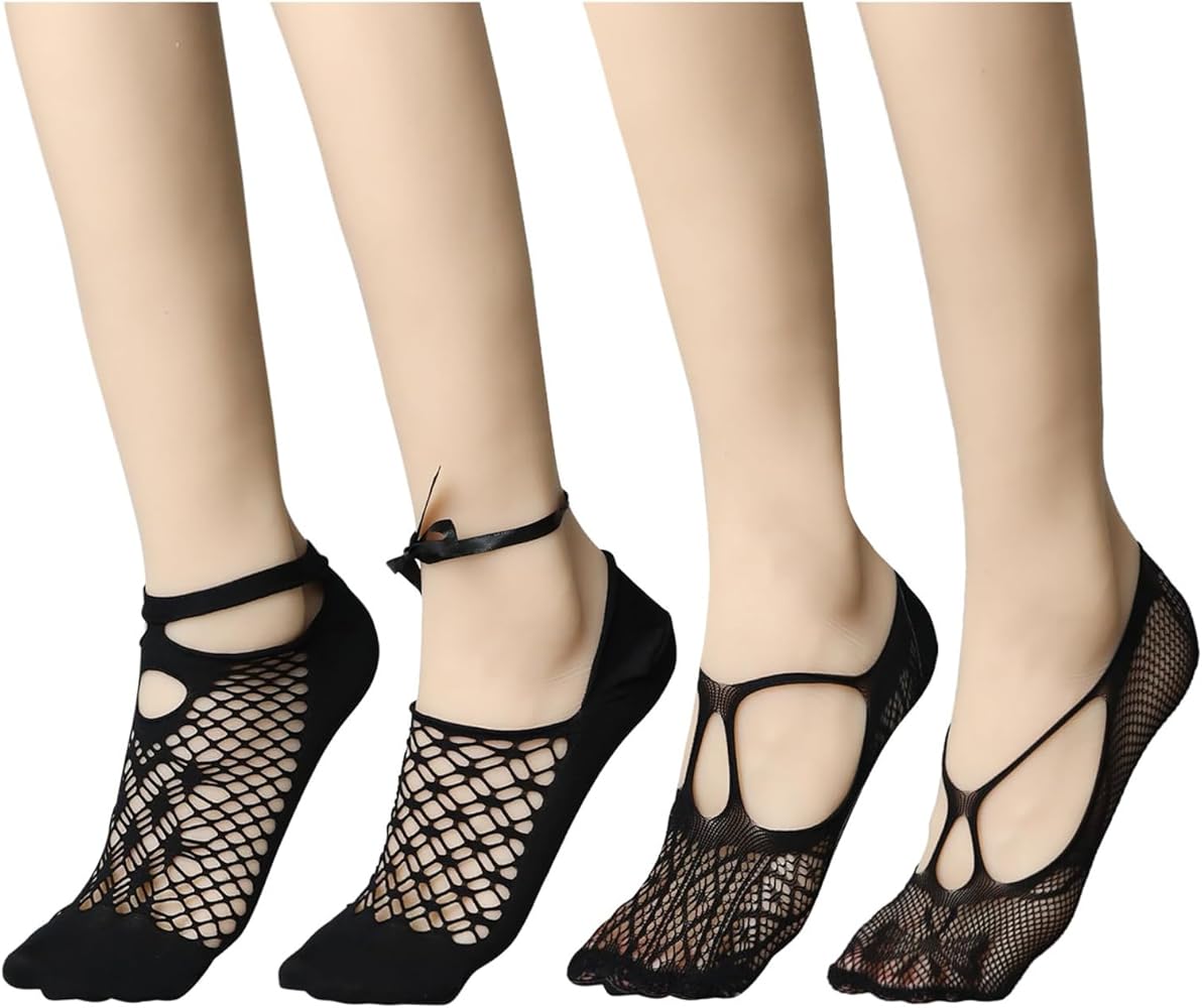 Women Black Lace Fishnet Socks Short Ankle Socks Mesh Lace Socks No Show Socks Lace Non Slip Socks Womens Thin Low Cut Casual Socks Ultra Thin Crew Fancy Dress Sock Hollow out Net Socks for Summer