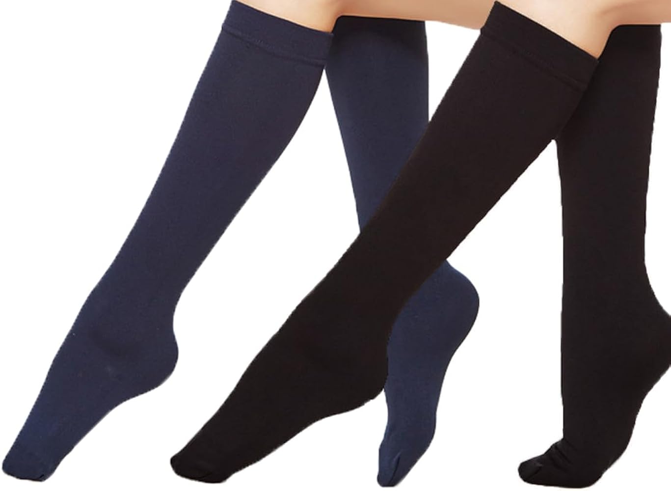 6 Pairs Women's Opaque Plush Fleece Lined Trouser Socks Knee High Stocking, Assort, one size(fits 9-11)