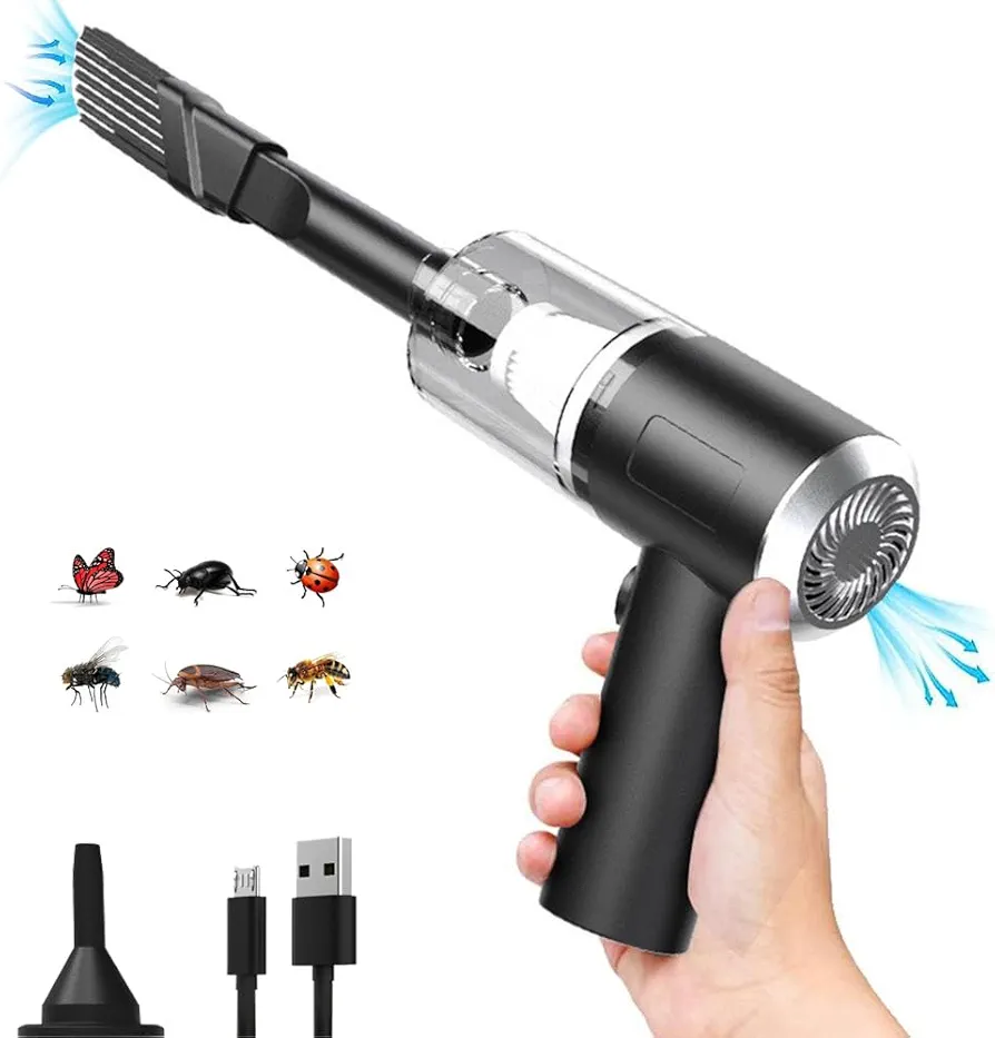 Portable Cordless Handheld Vacuum 9000PA Wet Dry Vacuum Cleaner for Car Office Pet and Home Lightweight Cleaner Insect Spider Stink Bug Cockroach Moth Bee Dust Catcher