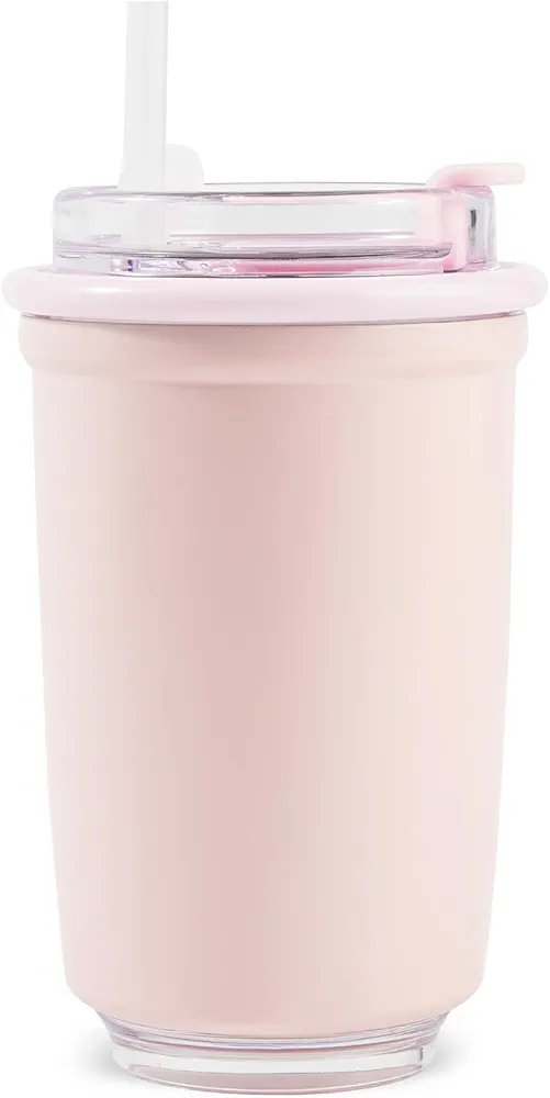 12oz Insulated Tumblers with Straw, Stainless Steel Tumblers Travel Coffee Mug with Lids, Kids Water Bottle for School Boy&Girl, Hot and Cold Drink, BPA-Free, pink