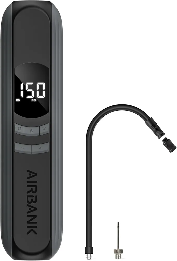AIRBANK Tire Inflator Portable Air Compressor 150PSI, Cordless Electric Bike Pump, Car Tires Pump Auto Off, Tire Air Pump with Pressure Gauge for Car, Bicycle, Motorbike, Ball, A10