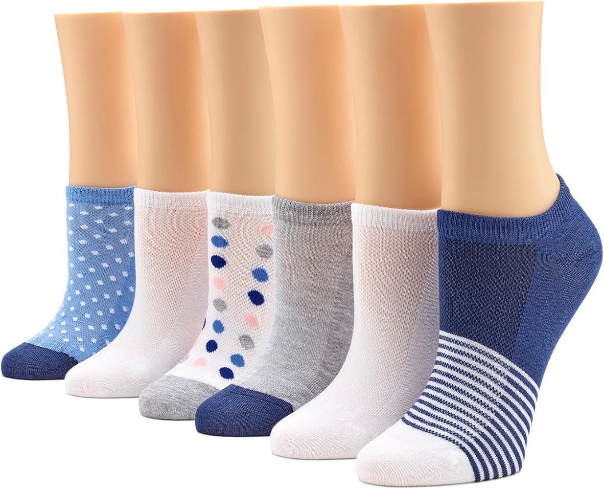 HUE Women's Sport Mesh Top No Show Sock 6 Pair Pack