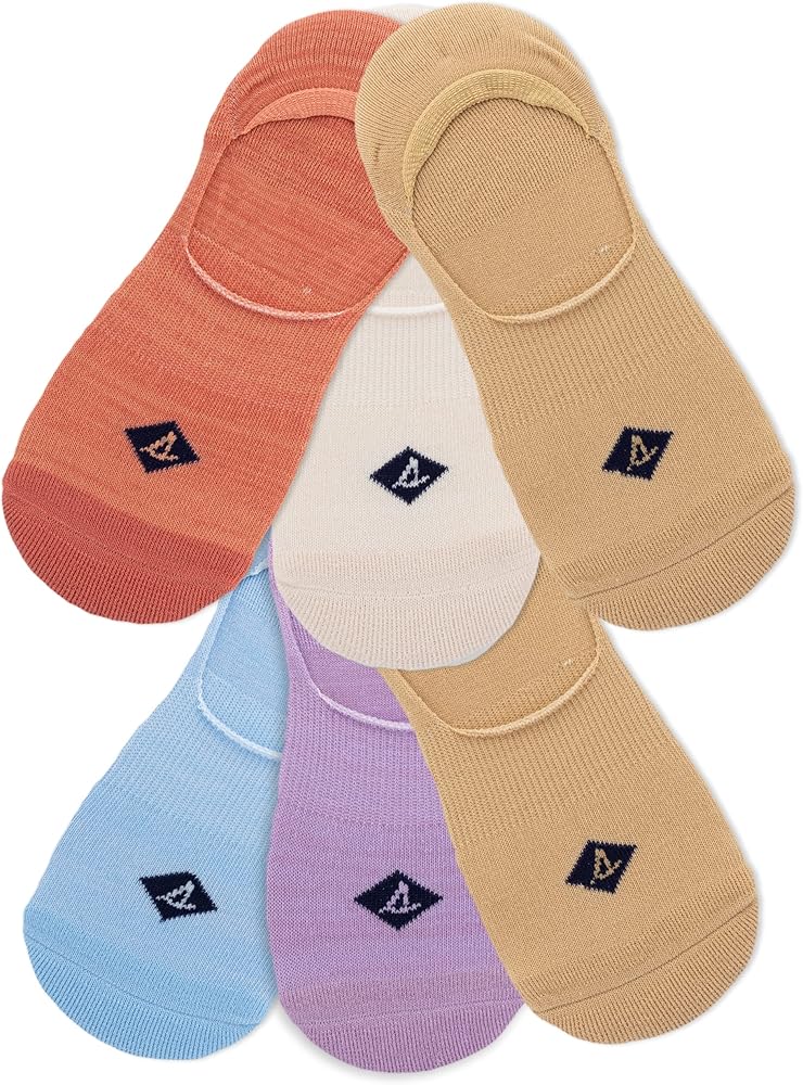 Sperry Women's Recycled Cushioned Sneaker Liner Socks-6 Pair Pack-Repreve Arch Support and No Slip Heel Gripper