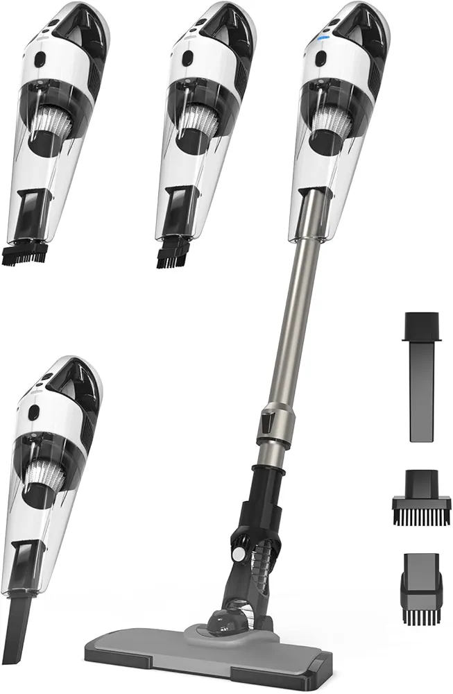 TECBOT Cordless Vacuum Cleaner - Lightweight Vacuum Cleaners for Home, High Power Handheld Portable Vacuum for Car, Wireless Stick Vacuum Cleaners for Pet Hair Carpet and Floor Vacuum Cleaner, Gray