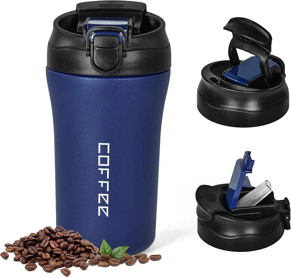 14 oz Travel Coffee Mug,Stainless Steel Vacuum Coffee Cup Leakproof with Screw Lid,Reusable Tumbler for Hot and Cold Drinks, Gift for Men and Women