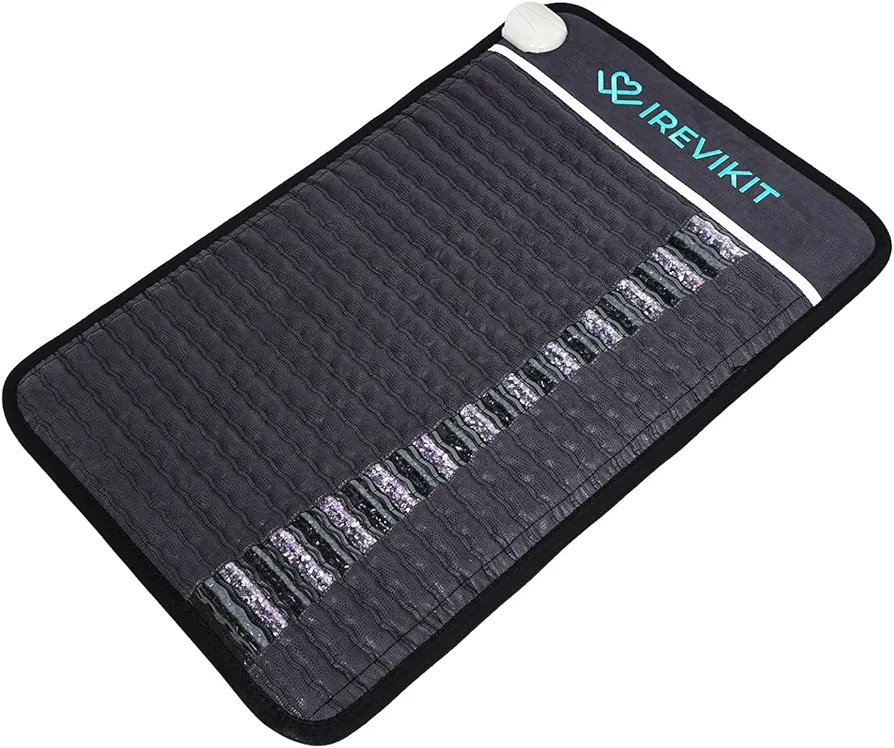 Far Infrared Heating Pad for Back Pain Relief, Mini Size 31″x20″, Amethyst and Tourmaline Heating Pad, Negative Ion, Auto Shut Off, Carry Bag & Protective Cover Included