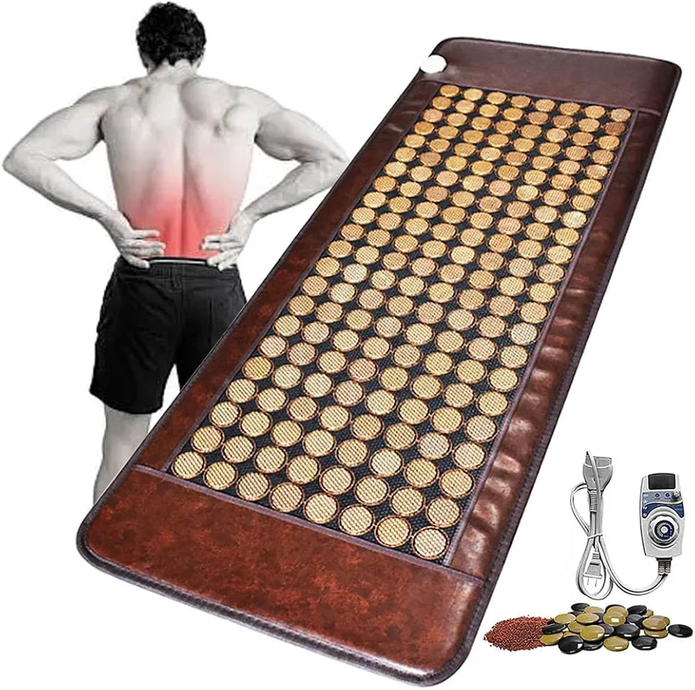 Infrared Heating Pad,Natural Jade Electric Heating Mat,Graphene Mattress,Heating Pad for Neck and Shoulders and Back,Adjustable Temperature and Auto-Shut,for Home,19.7x59in/50 * 150cm,C