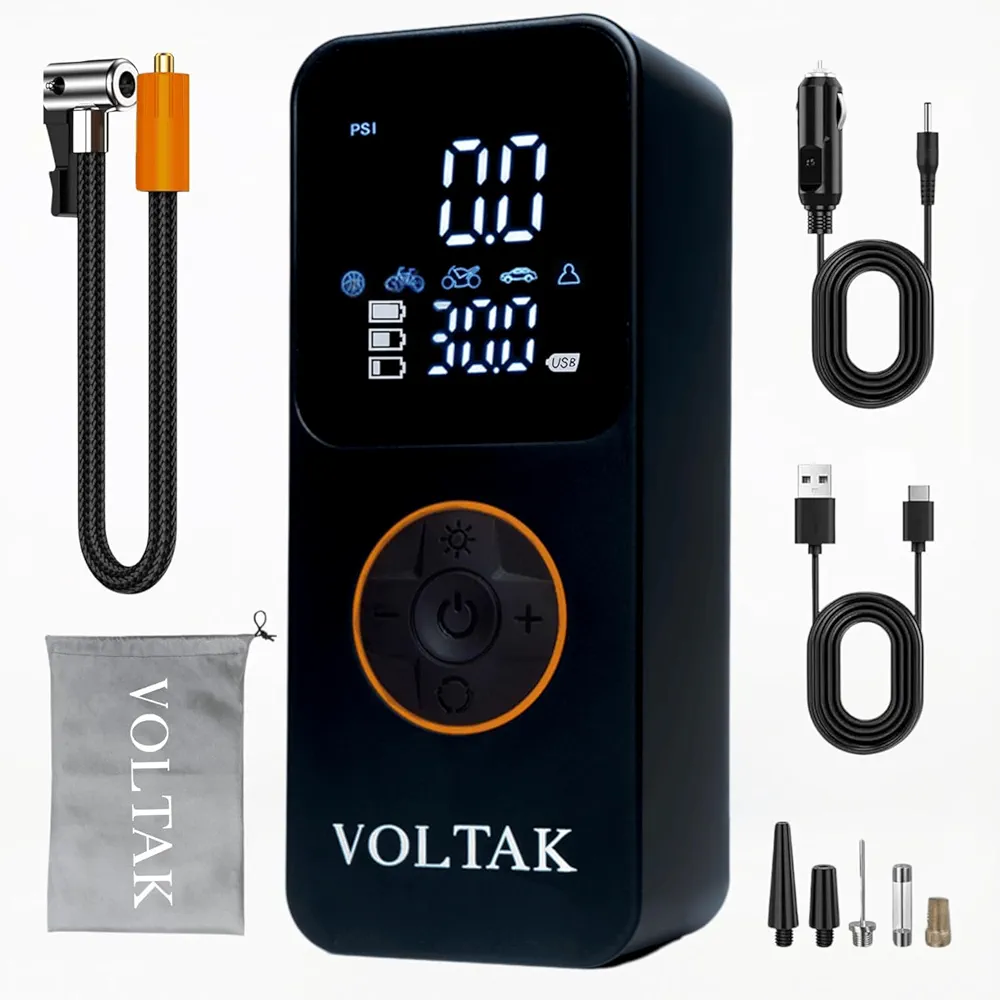 Tire Inflator Portable Air Compressor, 24000mah &150PSI Air Pump for Car Tires, Motorcycle, Bike, Ball & Bike Pump with Tire Pressure Gauge & LED Light