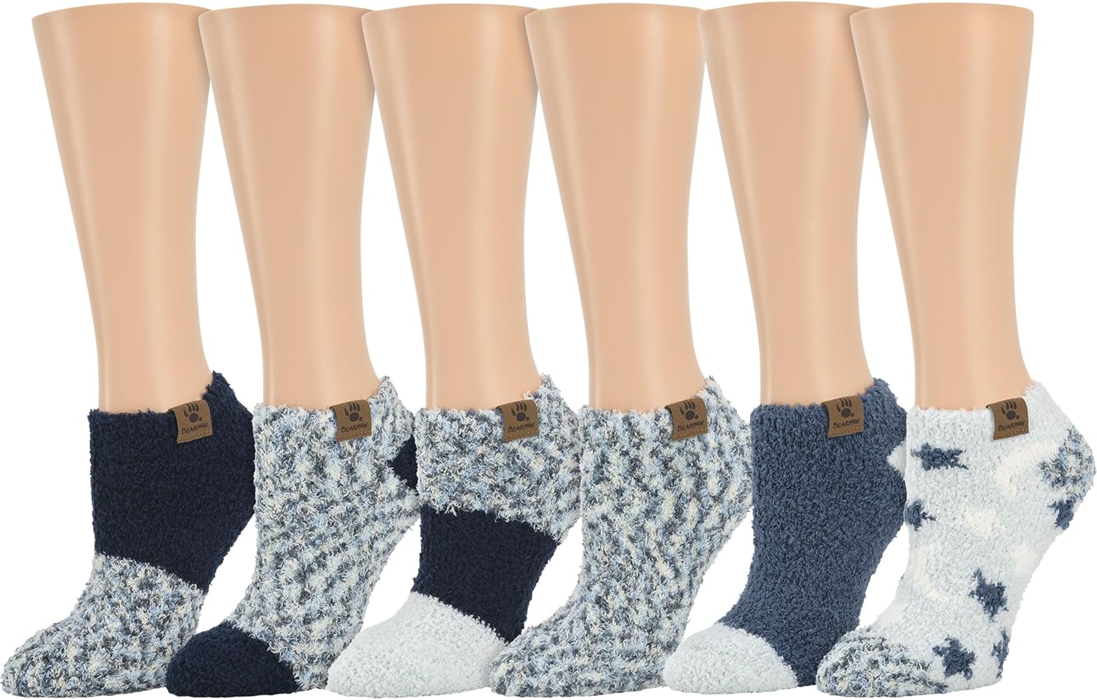 BEARPAW Ladies 6 Pair Pack Cozy Super Soft Warm Lounge Socks Multi Color Patterned Ankle and Low Cut Packs