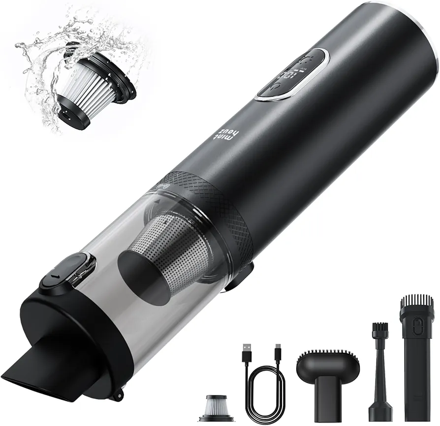 Minthouz Car Vacuum Portable Cordless, 16000 Pa Super Suction Car Vacuum Cleaner and Air Duster 2 in 1, Multi-Functional Handheld Vacuum Cordless with LED Display for Car Home Office Keyboard