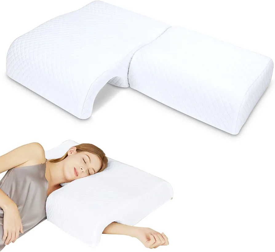 HOMCA Memory Foam Cuddle Pillow, Shoulder Pillow for Side Sleepers, Arm Pillow with Arm Hole for Sleeping, Side Sleeper Pillow for Arm Pressure Relief with Breathable Pillowcase