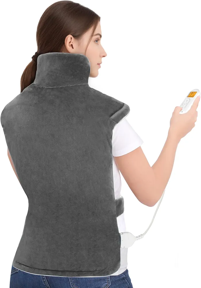Heating Pad for Back Extra Large, ATASA Mothers Day Gifts, Fathers Day Dad Gifts, Birthday Day Gifts for Women Men, XL Electric Heat Pad for Neck Shoulder Pain Relief, Wearable Weighted Heated Wrap