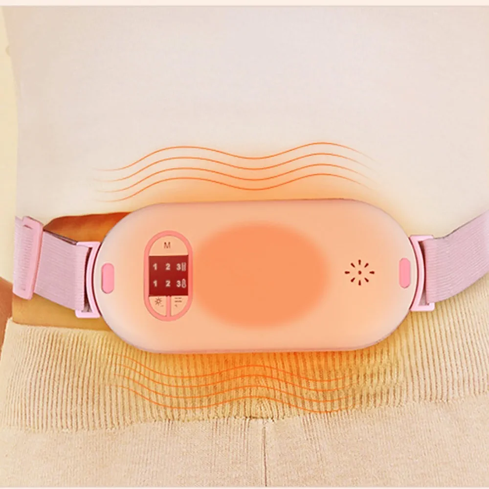 Portable Cordless Menstrual Heating Pad with 3 Heat Levels and 3 Vibration Massage Modes Wearable Electric Fast Heating Belly Wrap Belt for Pain Relief, Great Winter Gifts for Women and Girls