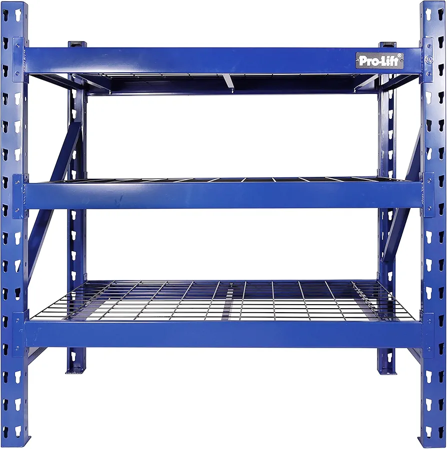 Pro-LifT Garage Storage Shelves - Heavy Duty 3-Tier Adjustable Metal Wire Shelving Units with 3000 lbs Total Capacity for Garage Basement Racking Organization - 48" H X 48" W X 24" D