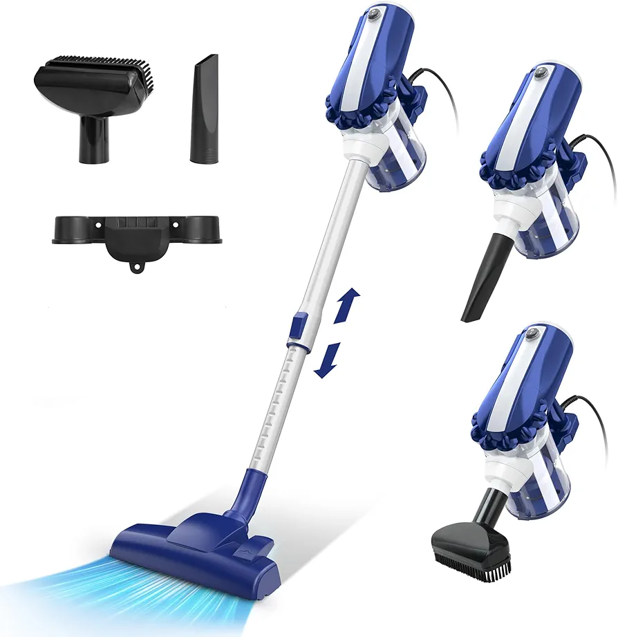 Stick Vacuum Corded, 18kpa Powerful Stick Vacuum with Cord with 23ft Cord, 6 in 1 & Telescopic Rod, 600w Power Lightweight Stick Vacuum, for Carpet Tile and Hard Floor
