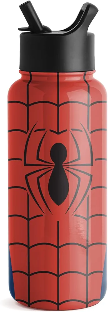 Simple Modern Spiderman Water Bottle with Straw Lid Vacuum Insulated Stainless Steel Metal Thermos | Marvel Gifts for Women Men Reusable Leak Proof Flask | Summit Collection | 32oz Spider Armor