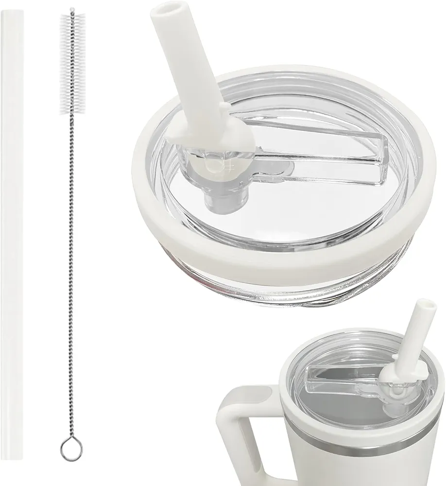 Douji 40oz Tumbler Replacement Flip Straw Lid for Stanley Quencher H2.0,​​​ Flip-top Leak-Splash Proof，Replacement Reusable Tumbler Cover