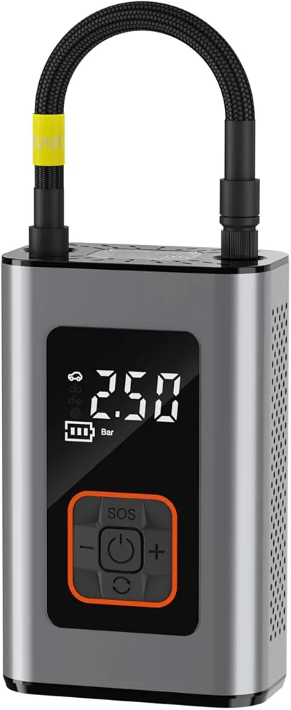 Tire Inflator Portable Air Compressor, 150 PSI Electric Bike Tire Pump with LED Light and Digital Pressure Gauge,Fast Inflation for Cars, Bikes，Motorcycle, Balls