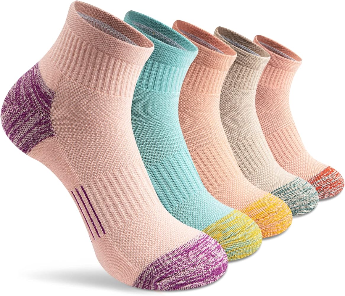 Gonii Ankle Socks Womens Athletic Thick Cushioned Running Hiking Low Cut 5-Pairs