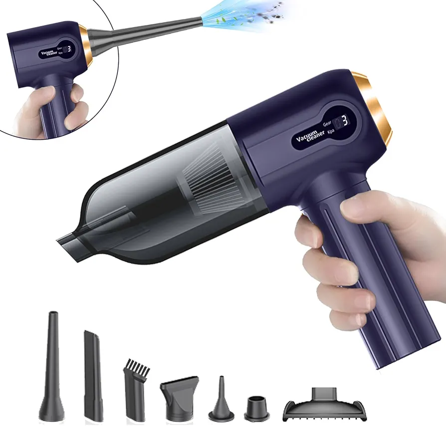 Cordless Vacuum Cleaner with Fast Charging and Multiple Attachments Car Vacuum, 4-in-1 Design, Blue